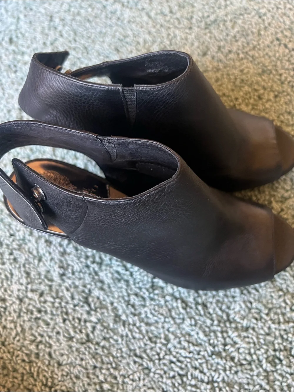 Vince Camuto Black Open-Toe Slingback Wedge Booties